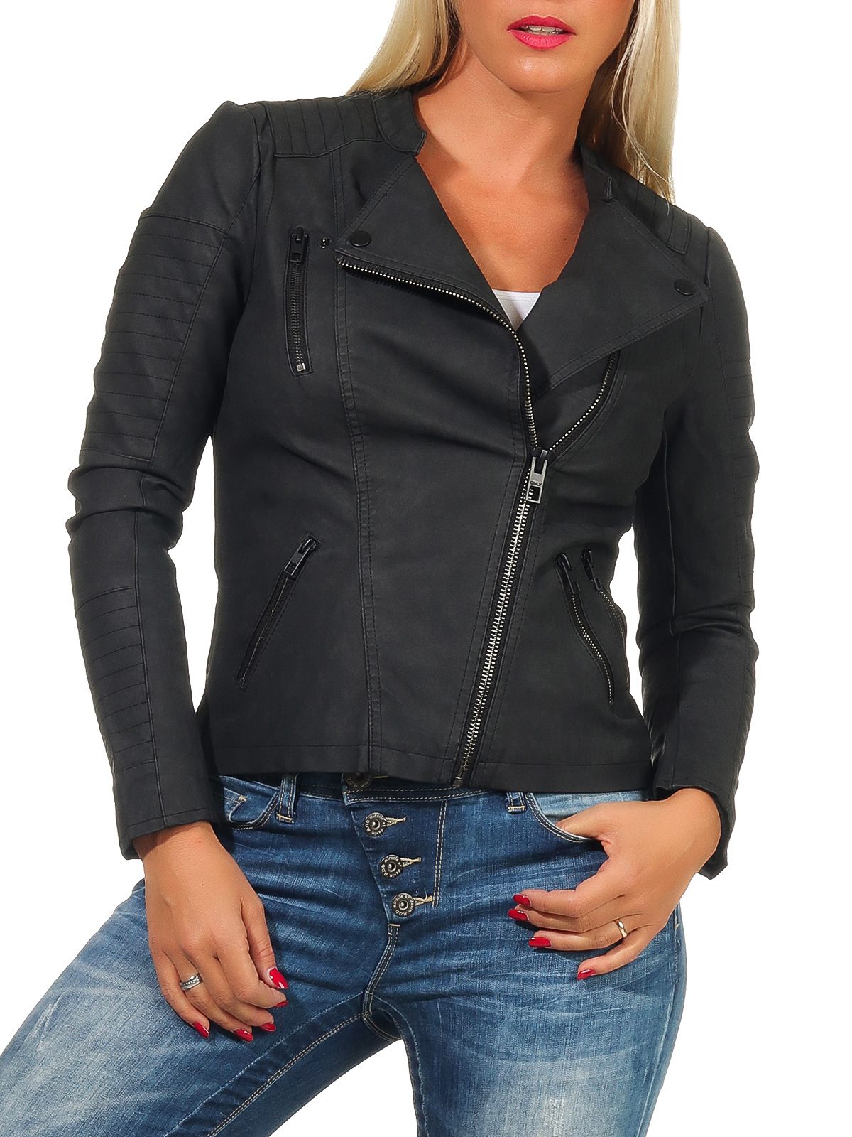 Outerwear Ã¼bergangsjacke Damen Only Schwarz Bikerjacke Only